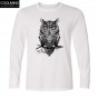 Trendy Fashion OWL Print T Shirts Casual O Neck Men Tops Long Sleeve Tees Tshirt 2017 L01