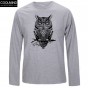 Trendy Fashion OWL Print T Shirts Casual O Neck Men Tops Long Sleeve Tees Tshirt 2017 L01