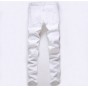 Hot Europen American Style 2016 Fashion Brand Mens Casual Pants Straight Luxury Trousers Cotton White Hole Pattern Pants Men