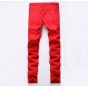 Europen American Style 2016 Fashion Brand Mens casual Pants Straight Luxury Trousers Cotton Red Zipper Pattern Pants For Men