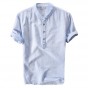 5 Colors Brother Wang 2018 Summer Mens China Style Shirt Fashion Casual Linen Short-Sleeved Shirt Brand Clothes Male
