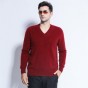 Brother Wang Brand 2017 Winter New Mens Wool Sweater Fashion Casual Thick Warm V-Collar Cashmere Pullover Sweater Male