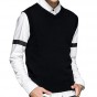 2017 New Mens Knitted Vests V-Neck Sweater Fashion Casual Business 100Cotton Sleeveless Sweater Brand Clothes