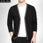 Brother Wang Brand Cardigan Men 2018 Spring New Fashion Casual Knit Sweater Contrast Color Mens Slim Thin Sweater Coat Clothes