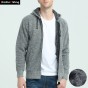 Brother Wang Brand 2017 Winter New Mens Cardigan Sweater Fashion Casual Zipper Thick Warm Hooded Sweater Coat Jacket