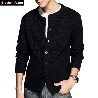 2017 Autumn Win New Mens Thick Cardigan Sweater Fashion Leisure Slim Black Knitted Sweater Strick Jacke Brand Clothes
