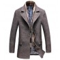 Brother Wang Brand Autumn Winter Mens Casual Wool Coat Fashion Business Slim The Long Section Windbreaker Coat 1717
