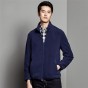 Brother Wang Brand 2017 Winter New Men Slim Fleece Jacket Fashion Casual Long-Sleeved Collar Knit Coat Male 8613