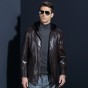 2017 Autumn Winter New Mens Casual Hooded Leather Jacket Fashion Business Men Faux Leather Jacket Brand Clothes