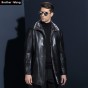 2017 Winter New Mens Long Warm Leather Jacket Fashion Casual Thickening Imitation Fur Fur Coat Male Brand Clothes