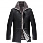 2017 Winter New Mens Leather Jacket Fashion Fur One Long Section PU Leather Clothing Business Men Warm Coat Brand Clothes