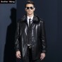 2017 Winter New Men Warm Leather Jacket High Quality Thickening Mens Long Fur Collar Leather Trench Coat Brand Clothes