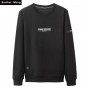 Brother Wang 2017 Autumn New Mens Pure Color Sweatshirt Fashion Casual Letters Printed Round Neck Pullover Brand Clothes