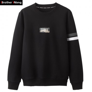 Brother Wang 2017 Autumn New Mens Casual Sweatshirt Fashion Letter Printing Round Neck Pullover Brand Men Clothing