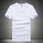 Large Size Mens Short-Sleeved T-Shirt Summer New Solid Color Slim Casual V-Neck T-Shirt 2017 Simple Fashion Men Clothing Trends