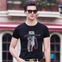 Brother Wang Brands 2018 New Summer Mens Short-Sleeved T-Shirt Fashion Casual 3D Printing Slim T-Shirt Male Clothes 100 Cotton
