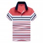 Brother Wang Brand 2018 Summer Mens Casual POLO Shirt Business Fashion Striped Short-Sleeved Polo Male Blouse Tops Clothes