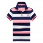 Brother Wang Brands 2018 Summer Mens POLO Shirt Business Casual Embroidery Stripe Short Sleeve Polo Blouse Tops Male Clothes