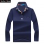Brother Wang Brand 2018 Spring New Mens Polo Shirt Fashion Business Casual Cotton Long-Sleeved Straight Polo Shirt Male