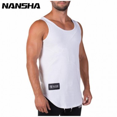 NANSHA Summer Fashion Brand Mens Bodybuilding Tank Tops Gyms Clothing O-Neck Slim Fitness Singlets Man Sleeveless T-Shirt Vest