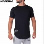 NANSHA 2018 Summer New Fashion Men Gyms Cotton T-Shirt Fitness Bodybuilding Men Short Sleeve High Quality T-Shirt Tee Tops
