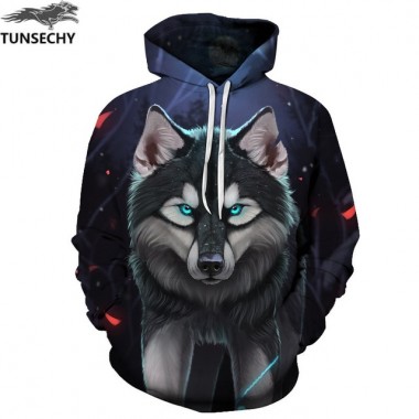 TUNSECHY Brand Snow Wolf Hoodie Funny Animal Cool Wolf 3D Digital Printing Colorful Outfit US Tops Unisex Hoodies Sweatshirts