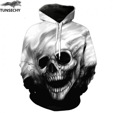 TUNSECHY Brand 3D Hoodies Men Hooded Sweatshirts Melted Skull 3D Print Casual Tops Autumn Hoodies &Amp; Sweatshirts Loose Type