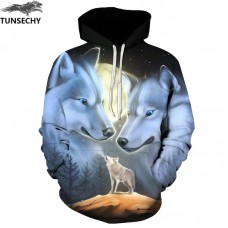 TUNSECHY Hot Sale Brand Wolf Printed Hoodies Men 3D Sweatshirt Quality Plus Size Pullover Novelty S-3XL Male Hooded Jacket