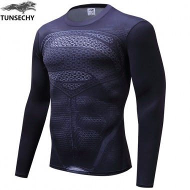 TUNSECHY 2018 The Compression Superman Captain America The Punisher Hero Crime Iron Man 3D Printing Long Sleeve T-Shirt
