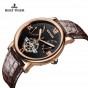 Reef Tiger/RT Casual Men's Designer Watches Tourbillon Automatic Watches with Date Day Rose Gold Alligator Strap Watch RGA191