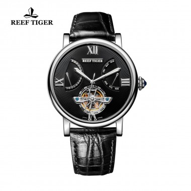 Reef Tiger/RT Men's Fashion Tourbillon Designer Watches Top Quality Watch with Date Day and Calfskin Leather Watches RGA191