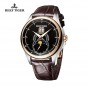 Reef Tiger/RT Luxury and Fashion Watches Mechanical Moon Phase Watches Double Window Date Leather Strap Watch for Men RGA1928