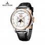 Reef Tiger/RT Fashion and Generous Watches for Men Mechanical Moon Phase Watches Double Window Date Leather Strap Watch RGA1928