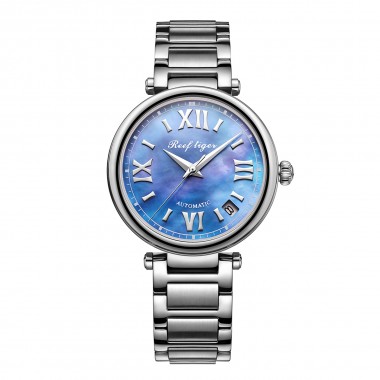 Reef Tiger/RT Luxury Automatic Mechanical Watch Steel Ladies Bracelet Watches Date Relogio Feminino RGA1595