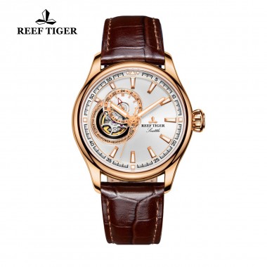 Reef Tiger/RT Dress Men Watch Tourbillon Watches Top Brand Luxury Automatic Mechanical Watch Relogio Masculino RGA1639-PWS