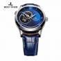 Reef Tiger/RT Designer Casual Watches Blue Dial Stainless Steel Watches Automatic Watches Genuine Leather Strap RGA1693