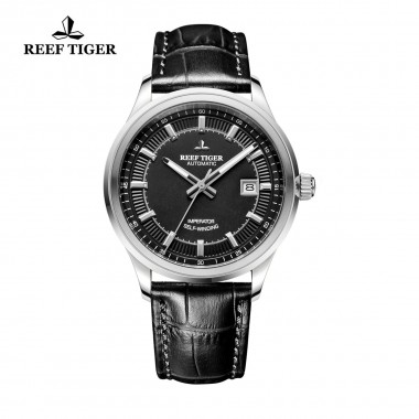 Reef Tiger/RT Watches New Designer Dress For Business Mens Automatic Genuine Leather Luminous Watches With Date Watch RGA8015-YBB