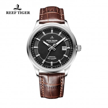 Reef Tiger/RT Watches New Designer Dress For Business Mens Automatic Genuine Leather Luminous Watches With Date Watch RGA8015-YBS