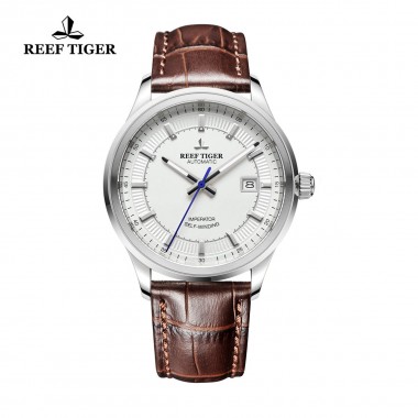 Reef Tiger/RT Watches New Designer Dress For Business Mens Automatic Genuine Leather Luminous Watches With Date Watch RGA8015YWS