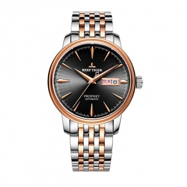 Reef Tiger/RT Luxury Fashion Watches for Men Two Tone Rose Gold Automatic Watch with Date Day RGA8236-PBT
