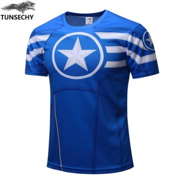 2018 Mens T-Shirt Spider Man Captain America Avengers Super Heroes Men'S Round Collar Short-Sleeved T-Shirt Wholesale And Retail