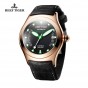 Reef Tiger/RT Rose Gold Men's Luminous Sport Watches Dark Calfskin Leather Automatic Wrist Watches with Date RGA704