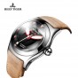 Reef Tiger/RT Men's Luminous Sport Steel Watches Big Skeleton Black Dial with Date Leather Strap Self-winding Wrist Watch RGA704