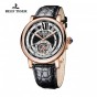 Reef Tiger/RT Men's Casual Watch Tourbillon Automatic Watch Alligator Strap Watches with Blue Crystal Crown RGA192