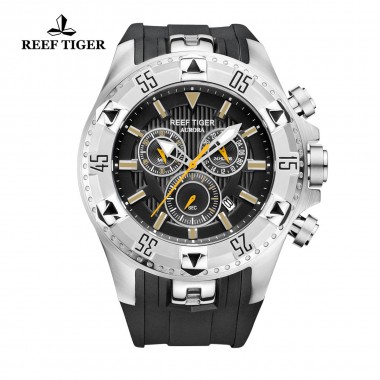 Reef Tiger/RT Mens Fashion Sports Watches with Big Dial Chronograph and Date Super Luminous Designer Quartz Watch RGA303