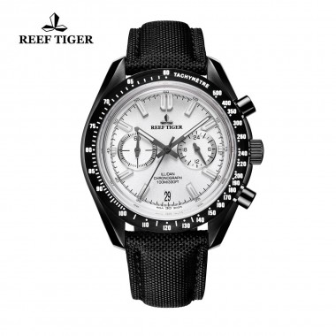 2018 New Reef Tiger/RT Mens Designer Super Luminous Sport Watches with Chronograph Date Calfskin Nylon Strap Watch RGA3033