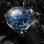Reef Tiger/RT Super Luminous Dive Watches Mens Blue Dial Analog Automatic Watches Nylon Strap RGA3035