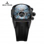 Reef Tiger/RT Men's Casual Sport Watches Rubber Strap Luminous Black Steel Tourbillon Watch Analog Automatic Watches RGA3069