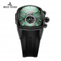 Reef Tiger/RT Fashion Mens Sport Watches Black Steel Rubber Strap Luminous Tourbillon Watch Analog Automatic Watches RGA3069