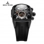 Reef Tiger/RT Mens Casual Sport Watches Black Steel Rubber Strap Luminous Tourbillon Watch Analog Automatic Watches RGA3069